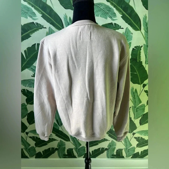 Boutique Womens Tan Paris Embroidered Crewneck Sweatshirt Large - Picture 6 of 7